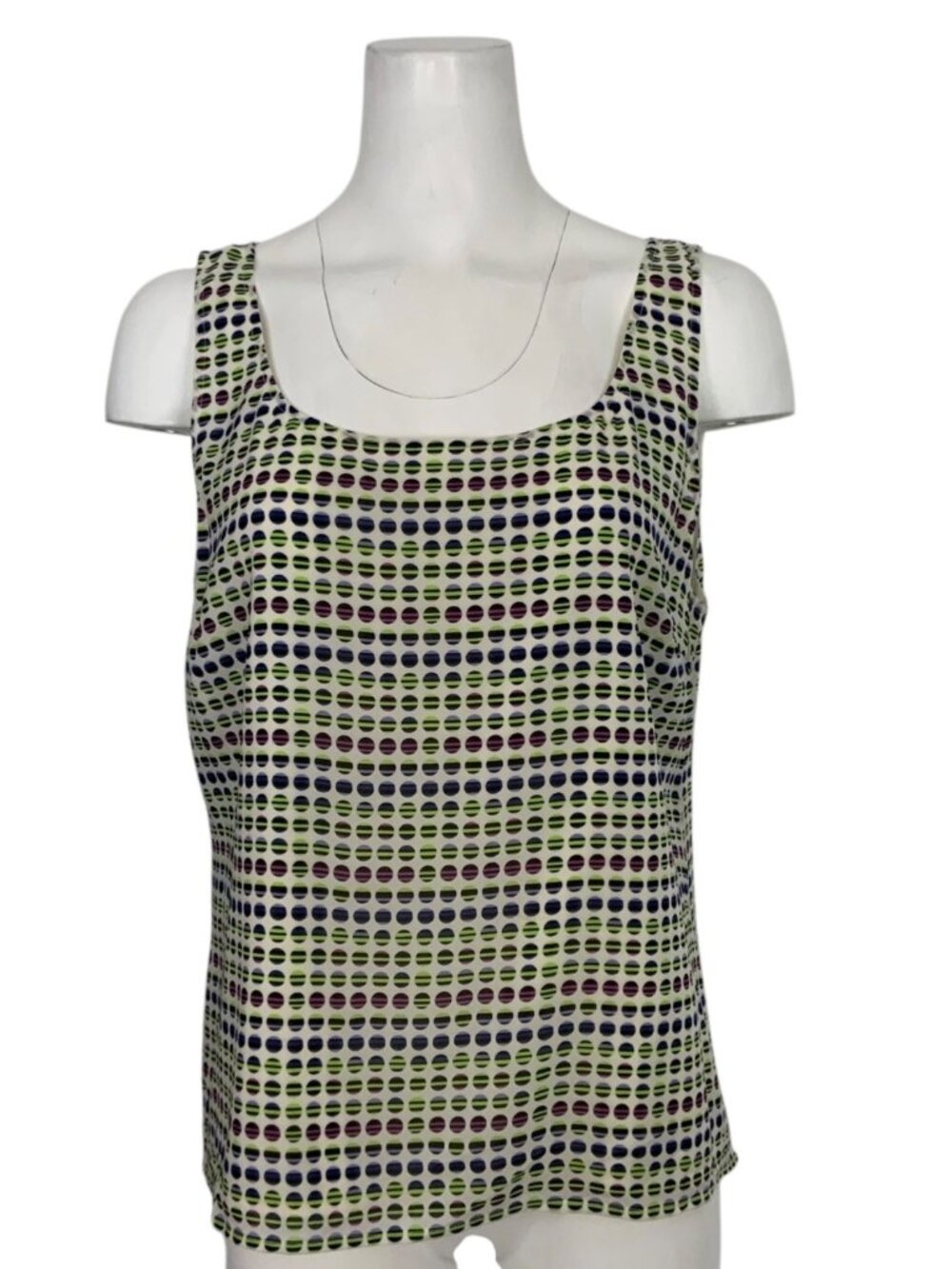 St. John Womens Silk Tank Top Blouse L Polka Dot